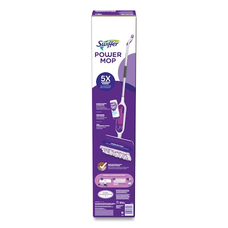Swiffer PowerMop Starter Kit, 15.4 x 5.3 White/Purple Cloth Head, 26 in. Silver Aluminum Handle 80714901